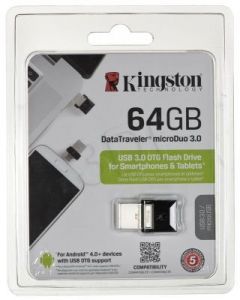 Kingston Flashdrive DataTraveler microDuo 3.0 64GB USB 3.0 Czarny