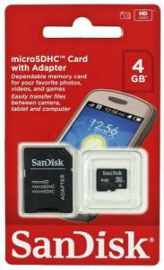 Sandisk micro SDHC SDSDQM-004G-B35A 4GB Class 4 + ADAPTER microSD-SD
