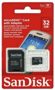 Sandisk micro SDHC SDSDQM-032G-B35A 32GB Class 4 + ADAPTER microSD-SD