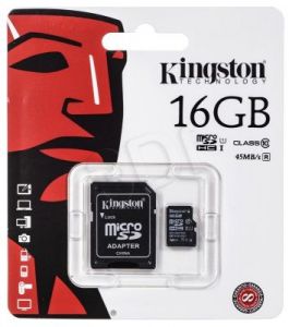 Kingston micro SDHC SDC10G2/16GB 16GB Class 10 + ADAPTER microSD-SD