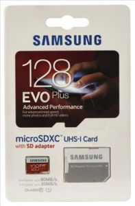 Samsung micro SDXC EVO Plus 128GB Class 10,UHS Class U1 + ADAPTER microSD-SD