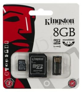 Kingston micro SDHC MBLY4G2/8GB 8GB Class 4 + ADAPTER microSD-SD, microSD-USB