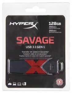 Kingston Flashdrive HyperX Savage 128GB USB 3.1 czarno- czerwony