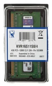 KINGSTON SODIMM DDR3 1600MHz KVR16S11S8/4