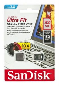 Sandisk Flashdrive ULTRA FIT 32GB USB 3.0 Srebrno-czarny