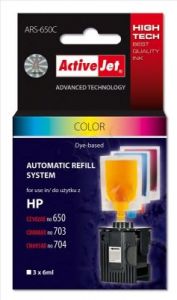 ActiveJet automatyczny system napełniania ARS-650 trójkolorowy do HP 703/704/650 6x4ml