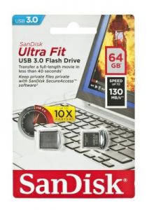 Sandisk Flashdrive ULTRA FIT 64GB USB 3.0 Srebrno-czarny