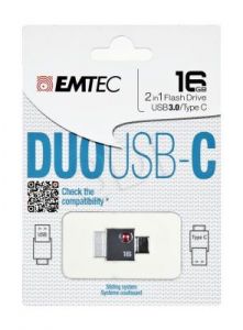 Emtec Flashdrive DUO USB-C 16GB USB 3.0 szary