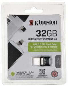 Kingston Flashdrive DataTraveler microDuo 3.0 32GB USB 3.0 Czarny