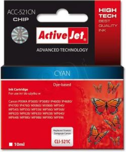 ActiveJet ACC-521CN tusz cyan do drukarki Canon (zamiennik Canon CLIC-521C) Supreme/ chip