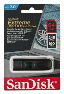 Sandisk Flashdrive CRUZER EXTREME 64GB USB 3.0 Srebrno-czarny