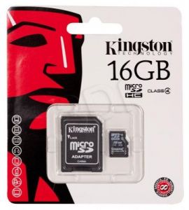 Kingston micro SDHC SDC4/16GB 16GB Class 4 + ADAPTER mikroSD-SD