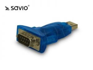 SAVIO ADAPTER USB A MĘSKIE - RS232 DB 9-PIN MĘSKIE TRANSFER PONAD 1MBPS KABEL 60CM CL-22