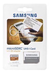 Samsung micro SDXC EVO 64GB Class 10 +adapter