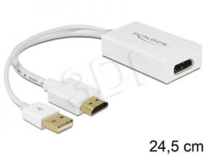 ADAPTER DELOCK HDMI(M)->DISPLAYPORT(F)+ZASILANIE USB 24 CM