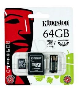 Kingston micro SDHC MBLY10G2/64GB 64GB Class 10,UHS Class U1 + ADAPTERY microSD-SD, microSD-USB