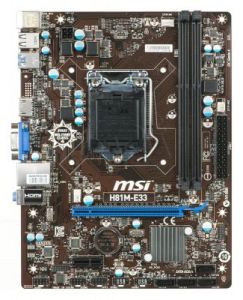MSI H81M-E33 H81 LGA1150 (PCX/DZW/VGA/GLAN/SATA3/USB3/DDR3) mATX