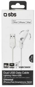 SBS Kabel USB iPhone Light./microUSB 1,2 m bialy