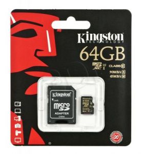 Kingston micro SDHC SDCA10/64GB 64GB Class 10,UHS Class U1 + ADAPTER microSD-SD