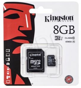 Kingston micro SDHC SDC10G2/8GB 8GB Class 10 + ADAPTER microSD-SD