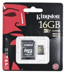 Kingston micro SDHC SDCA10/16GB 16GB Class 10 + ADAPTER microSD-SD