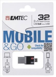 Emtec Flashdrive MOBILE&GO OTG T200 32GB USB 3.0 Czarny