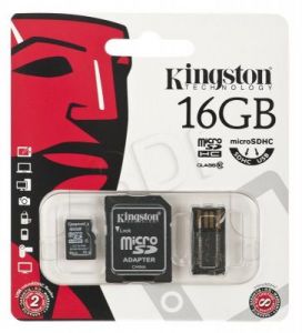 Kingston micro SDHC MBLY10G2/16GB 16GB Class 10 + ADAPTERY microSD-SD, microSD-USB