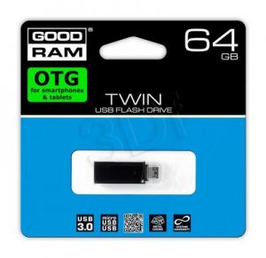 Goodram Flashdrive TWIN 64GB USB 3.0 Czarny