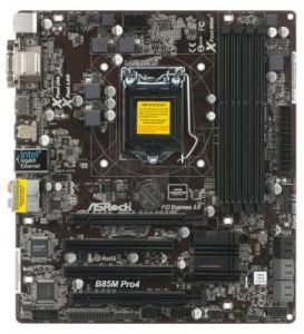 ASROCK B85M Pro4 Intel B85 LGA 1150 (2xPCX/VGA/DZW/GLAN/SATA3/USB3/DDR3/CROSSFIRE) mATX