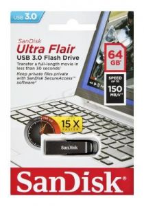 Sandisk Flashdrive ULTRA FLAIR 64GB USB 3.0 srebrno-czarny