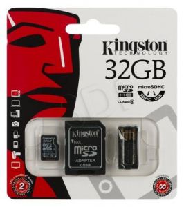Kingston micro SDHC MBLY4G2/32GB 32GB Class 4 + ADAPTERY mikroSD-SD, microSD-USB