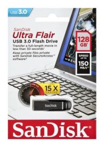 Sandisk Flashdrive ULTRA FLAIR 128GB USB 3.0 srebrno-czarny